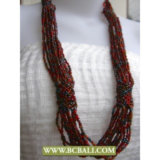 Red and Black Long Braided Necklaces Squins